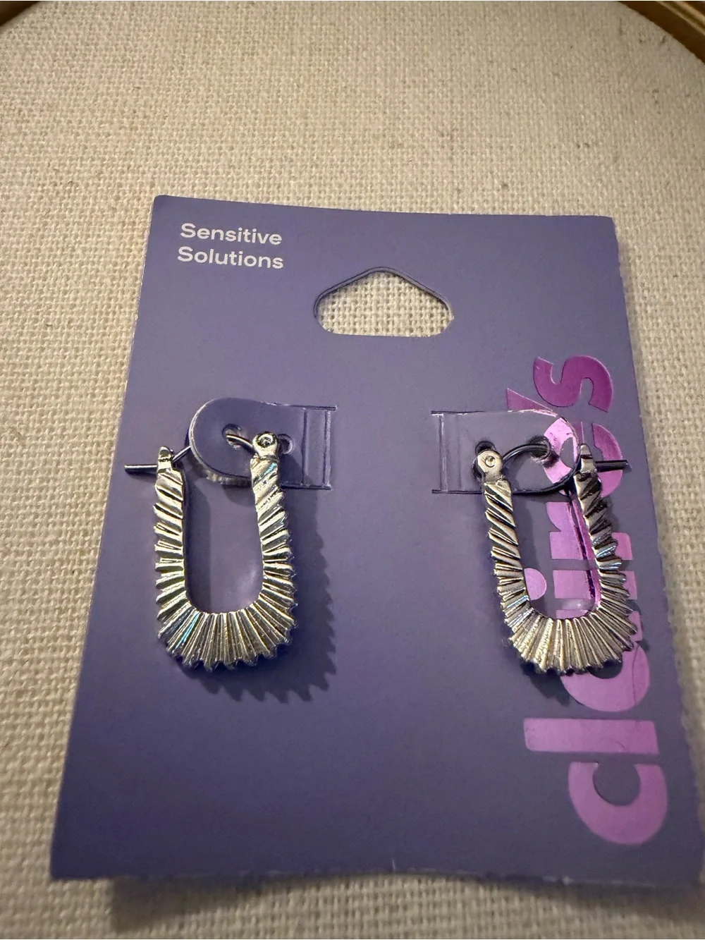Claire’s Sensitive Solutions Silver Textured Hoop Earrings -